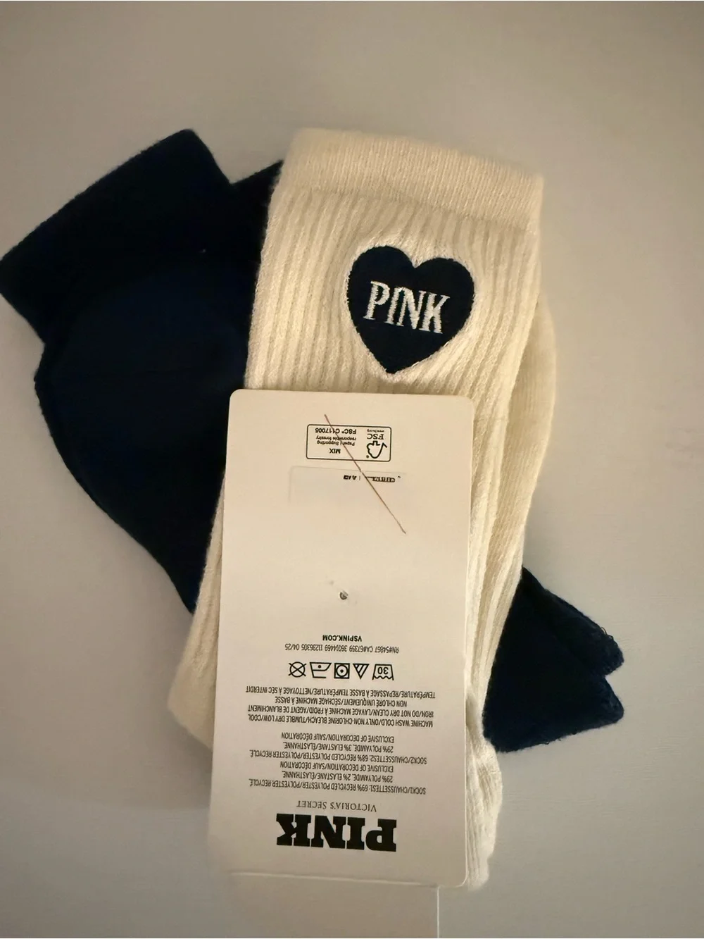Blue Crew Socks w/ Pink Logo/Green Tennis Rackets & Cream Crew Socks with Heart